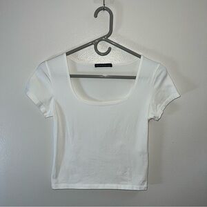 White Brandy Melville cropped square neck top